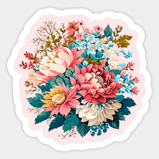 Vintage exotic flowers Chrysanthemum Morifolium Gardening Flowers Mix krizantem bouquet floral poster Holiday Sticker